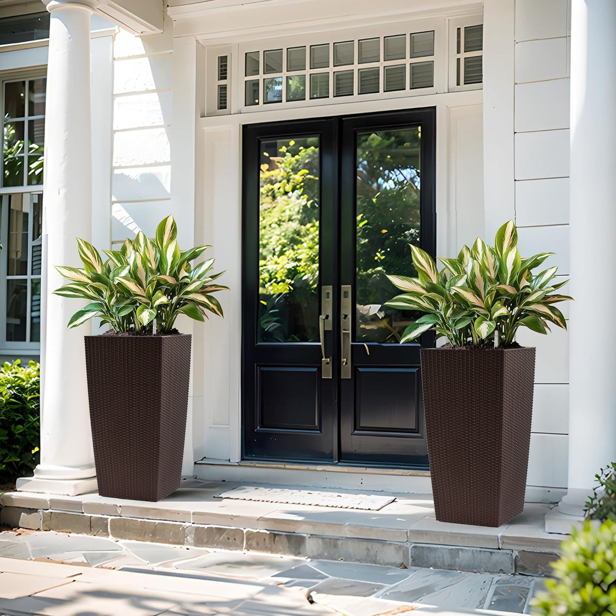 30 In Tall Large Flower Pots Planter With Self-Watering Drainage Holes & Inner Trays Indoor Outdoor Plant Pot With Drain Holes, Water Level Monitor, Inner Bucket For Garden, Patio, Porch, Backyard, Brown