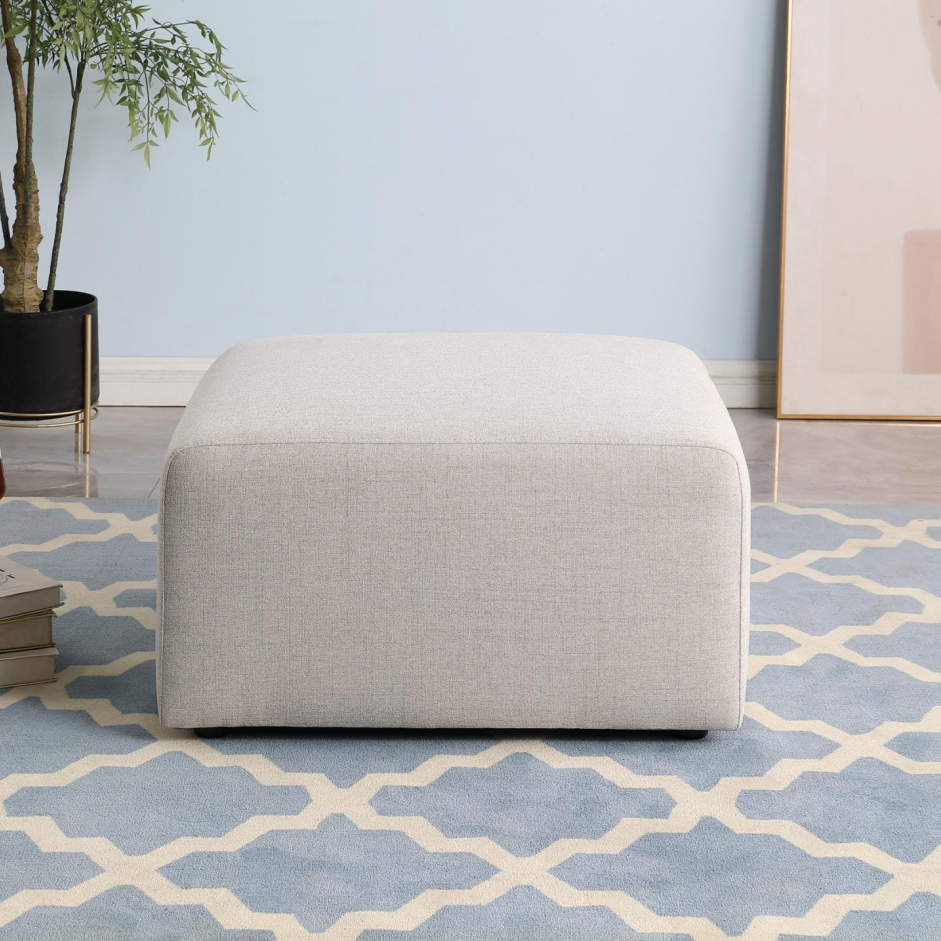 Upholstered Ottoman — Beige, Style A