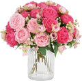 Artificial Peony Flowers 2 PCS, Mixed Pink Silk Peony Bouquets For Table Centerpieces, Wedding, Party And Home Decor