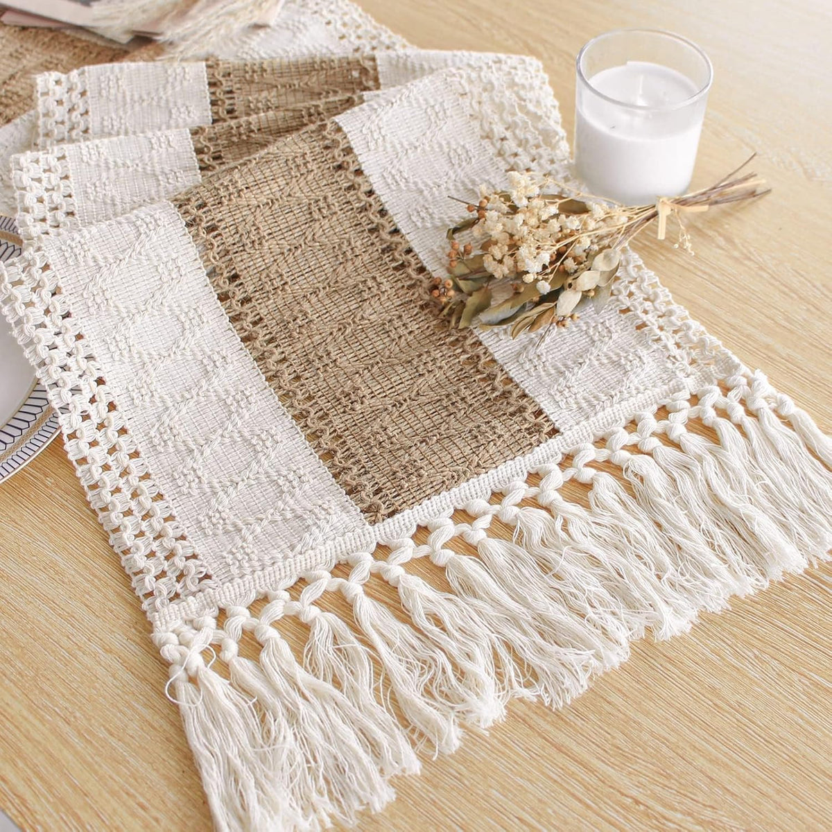 Boho Table Runner Fall Farmhouse Decor