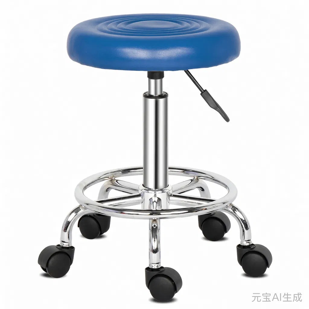 Round Swivel Bar Stool With Lines - Blue