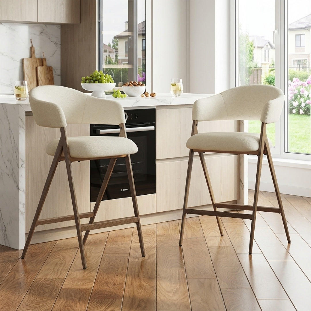 Counter Height Bar Stools With Back Set Of 2, Upholstered Bar Chair For Kitchen Island