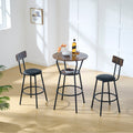 Round Bar Table And Stool Set With Shelf Upholstered Counter Height