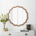 23-Inch Wood Round Wavy Scalloped Wall Mirror