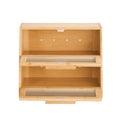 Double Layer Bread Box For Kitchen Counter, Bamboo Storage Container with Lid