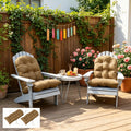 2-Pack Khaki Tufted High Back Chair Cushions Set Non-Slip Patio Furniture