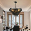 5-Tier Black Hemp Rope Chandelier, 24 in, 8-Light
