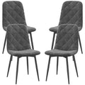 Dining Chairs Set of 4, Upholstered Dining Room Chairs with Steel Legs, Modern Kitchen Chair for Dining Room, Grey