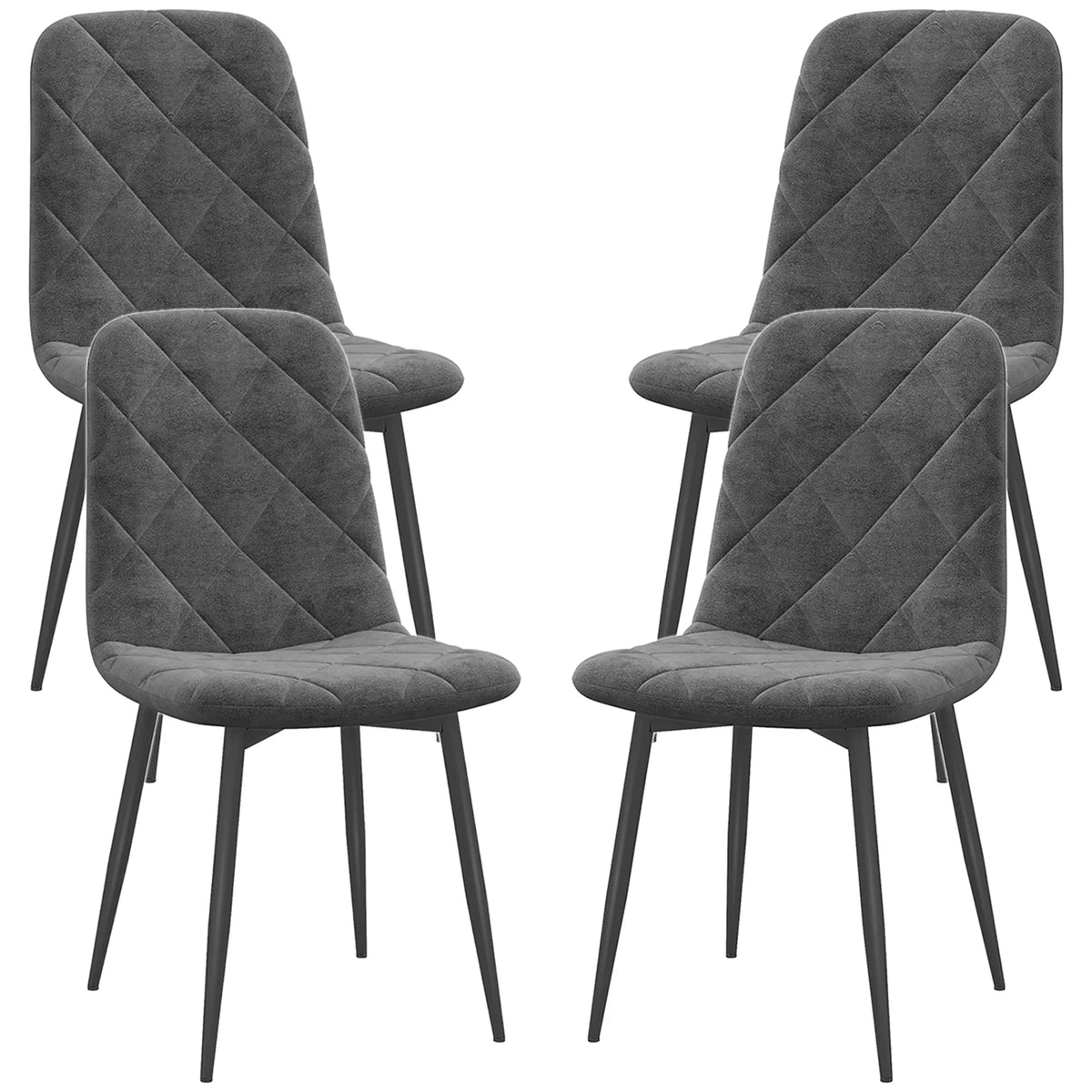 Dining Chairs Set of 4, Upholstered Dining Room Chairs with Steel Legs, Modern Kitchen Chair for Dining Room, Grey