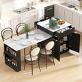 82.6" Fluted Kitchen Island with Extendable Dining Table for 4–6