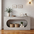 Modern Grey Wood Grain Console Table Entryway Table With Storage