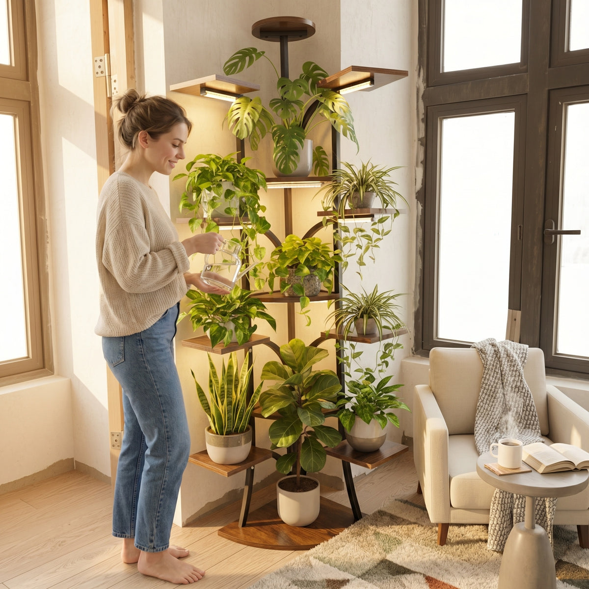 Tree-Shaped Plant Stand With Grow Lights, 65 in