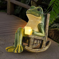 Miniature Frog Garden Statue Solar Outdoor Light