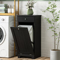 Laundry Hamper Cabinet, Laundry Cabinet with Tilt Out Laundry Basket and Drawer, White
