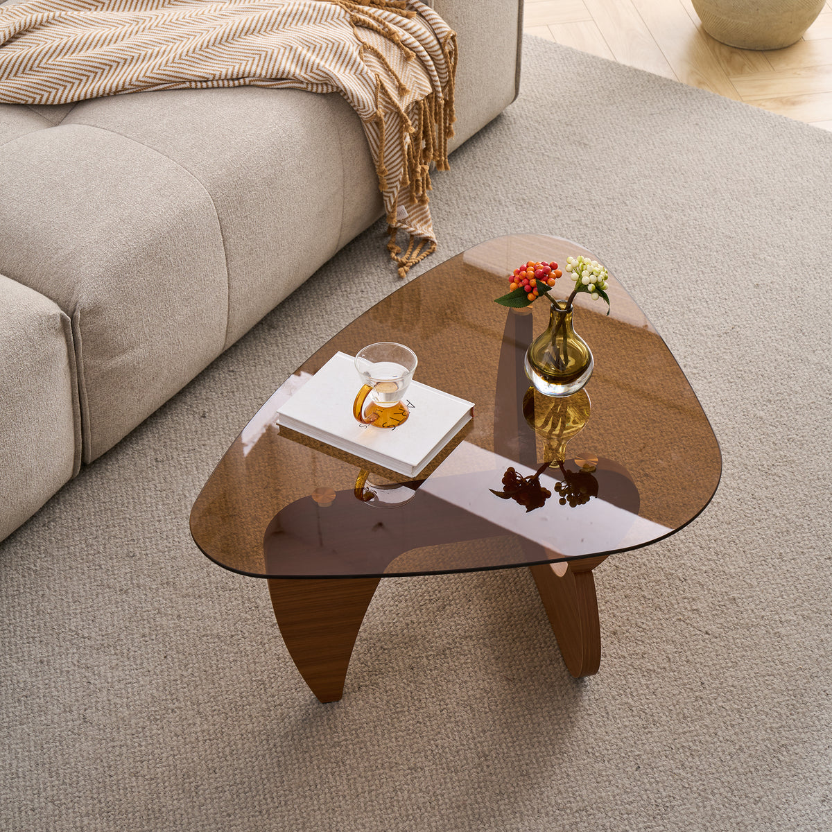 Century Modern Wood Center Table Small Farmhouse Coffee Table For Living Room, Brown