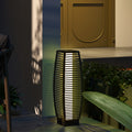 Solar Rattan Floor Lantern, Gray
