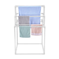 Freestanding Outdoor Pool Towel Rack, 8 Bars, White